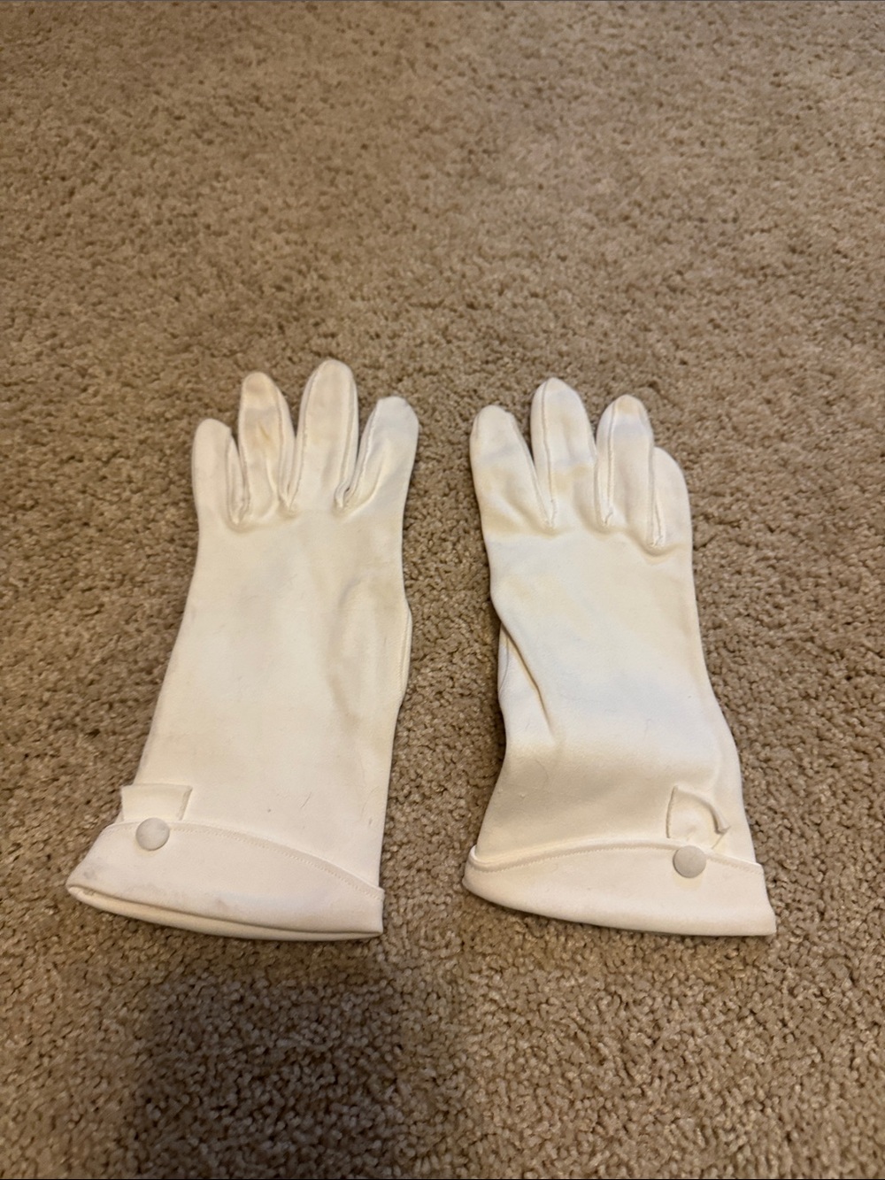 Women's Cream Dress Gloves with Button Accent